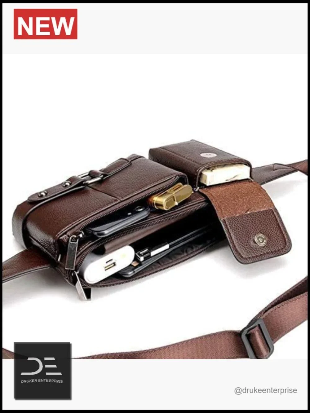 Leather Sling Bag Chest Crossbody Backpack Waterproof